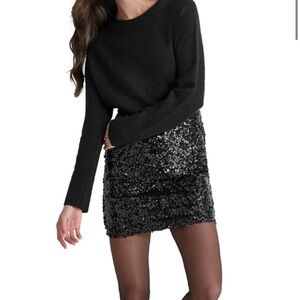 DKNY Black Sequin Skirt
